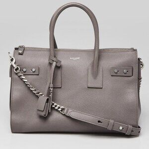 Yves Saint Laurent Grey Pebbled Leather Medium Sac de Jour Souple Bag